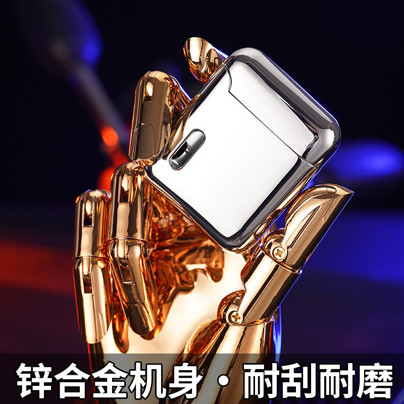 Personalized single flame inflatable straight red flame lighter, metal compact body, lightweight and portable inflatable lighter