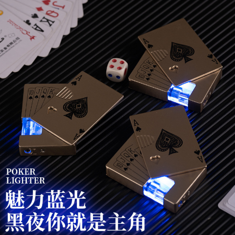 Playing Card Lighter Personalized Multifunctional Inflatable Green Fire Windproof Transparent Box Flash Ultra Thin Lighter