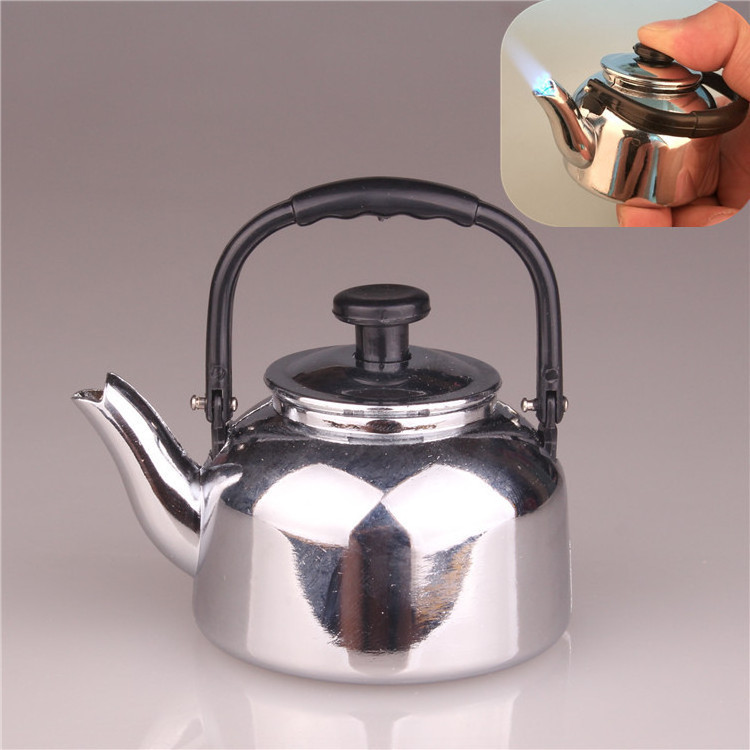 Unique Small Tea Pot Lighter Creative Water Pot Shape Metal Inflatable Windproof Lighter