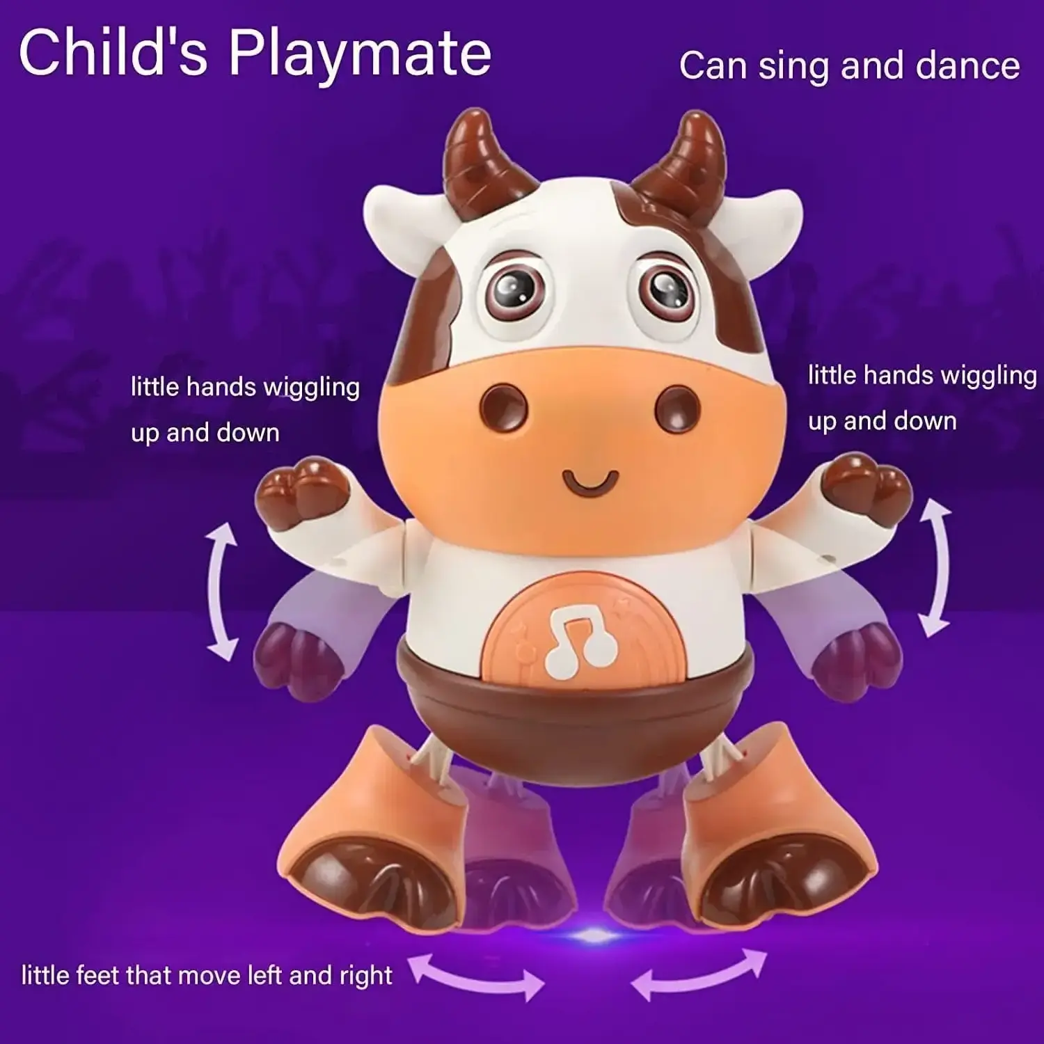 Dancing Cow Musical  Movable Baby Cow Toy with Music and LED Lights Baby Toys 6 to 12 Months Children Educational Toys