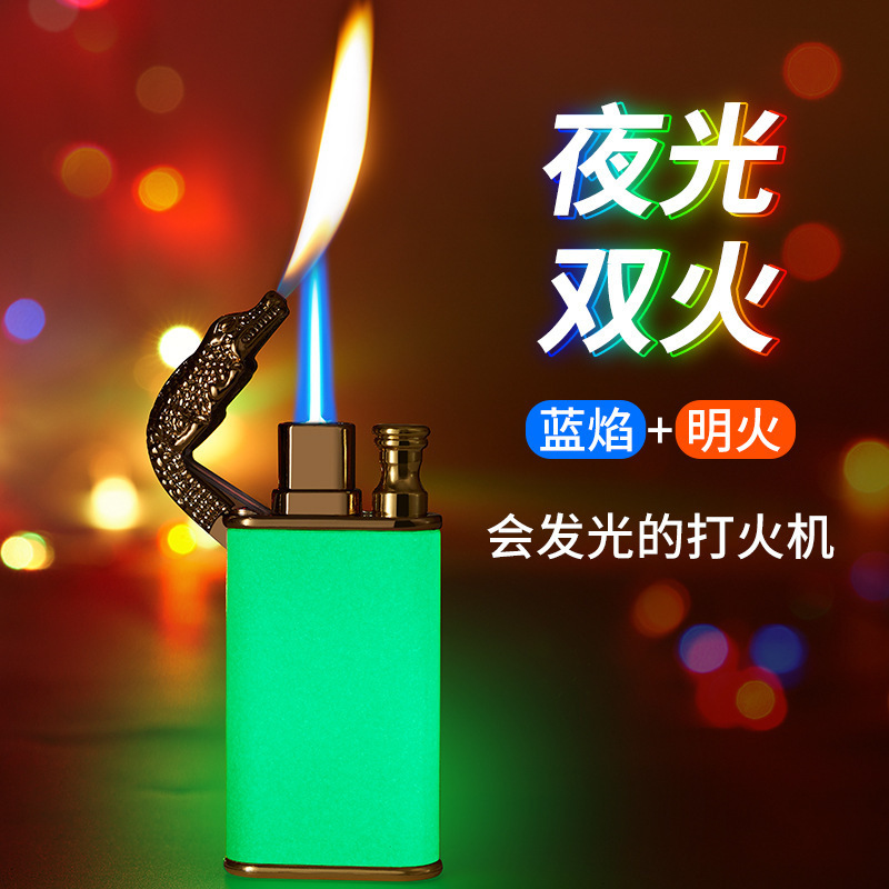 Night Glow Crocodile Dolphin Double Fire Direct Charge Open Fire Conversion Lighter