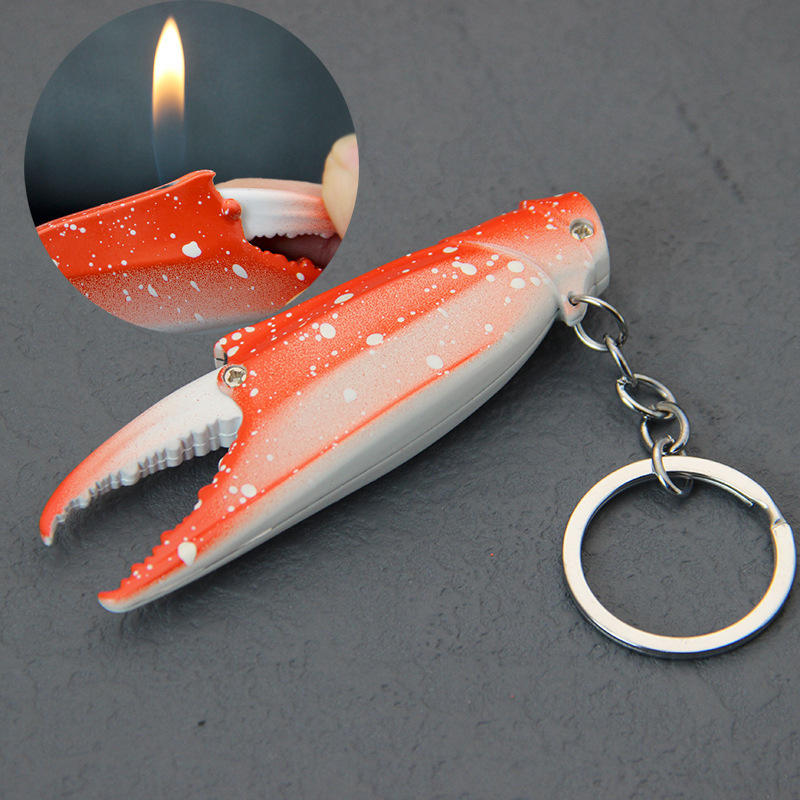 Crab leg crab pliers lighter inflatable open flame gas metal lighter creative birthday gift for ladies