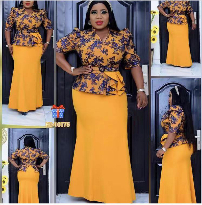 Turkey african women mother dresses plus size office wear printed designs evening dress