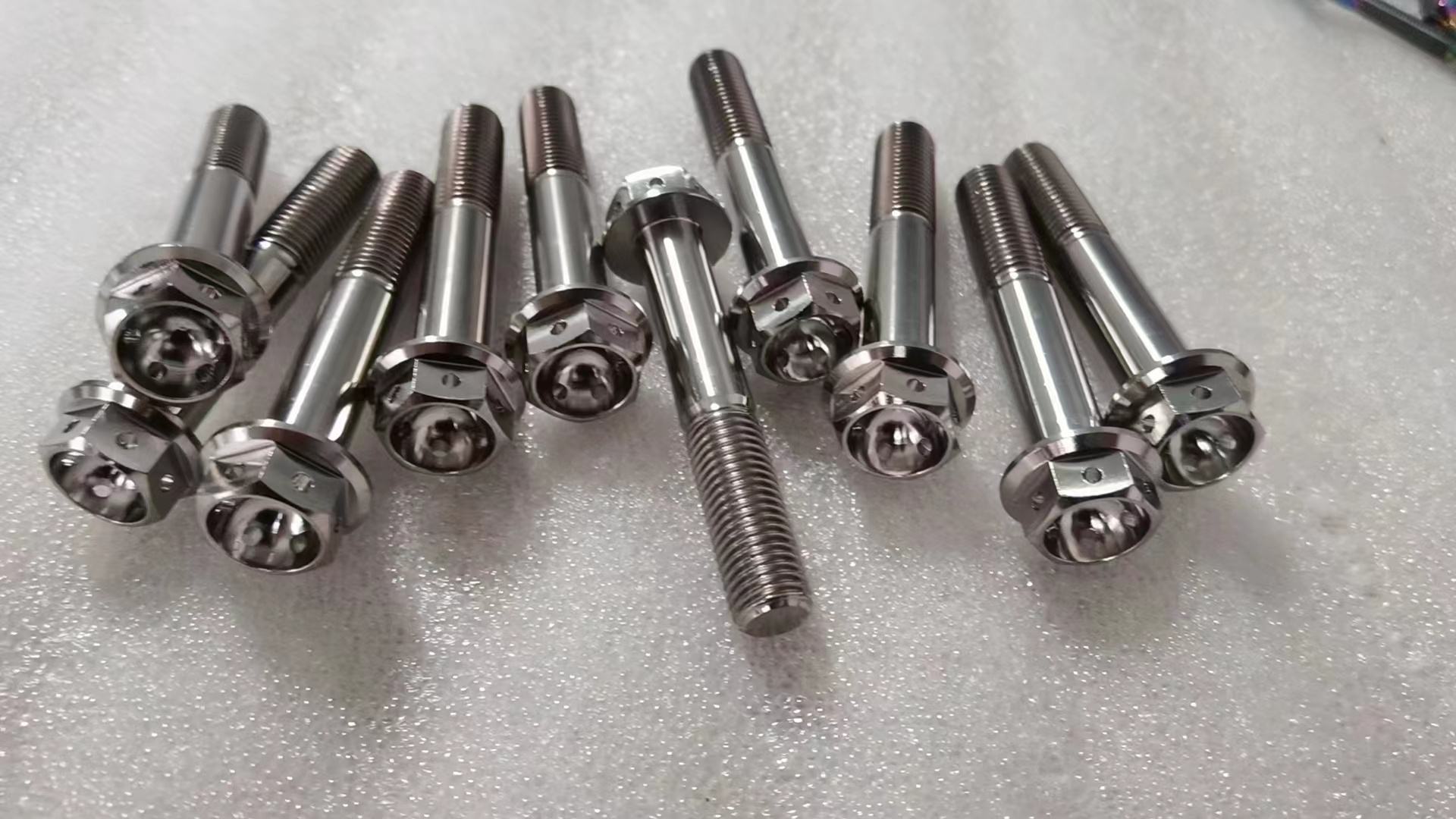 Titanium hex flange bolt with drill holes Din 6921 Hex Flange Head Titanium Bolts