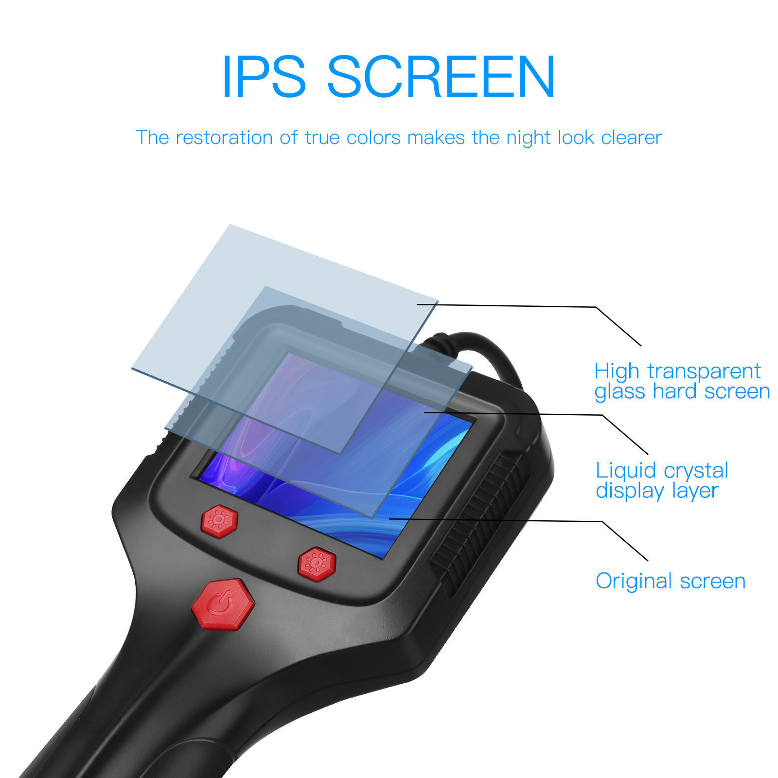 2.4'' IPS Screen Industrial Endoscope Camera 1080P 2-50 Meter Pipe Sewer Inspection Borescope IP68 Waterproof LED 2600mAh P100