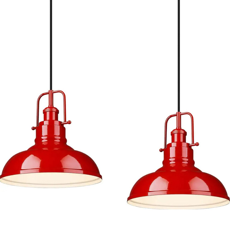 Farmhouse Modern Industrial Style Pendant Light Red Hanging Ceiling Retro Pendant Lights for Entryway Kitchen Dining Room