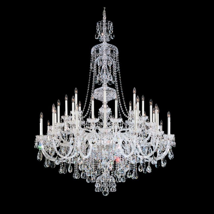 40-Light Candelabra Bulbs Silver Light Hanging Kitchen Living Room Chandeliers With Clear Crystals