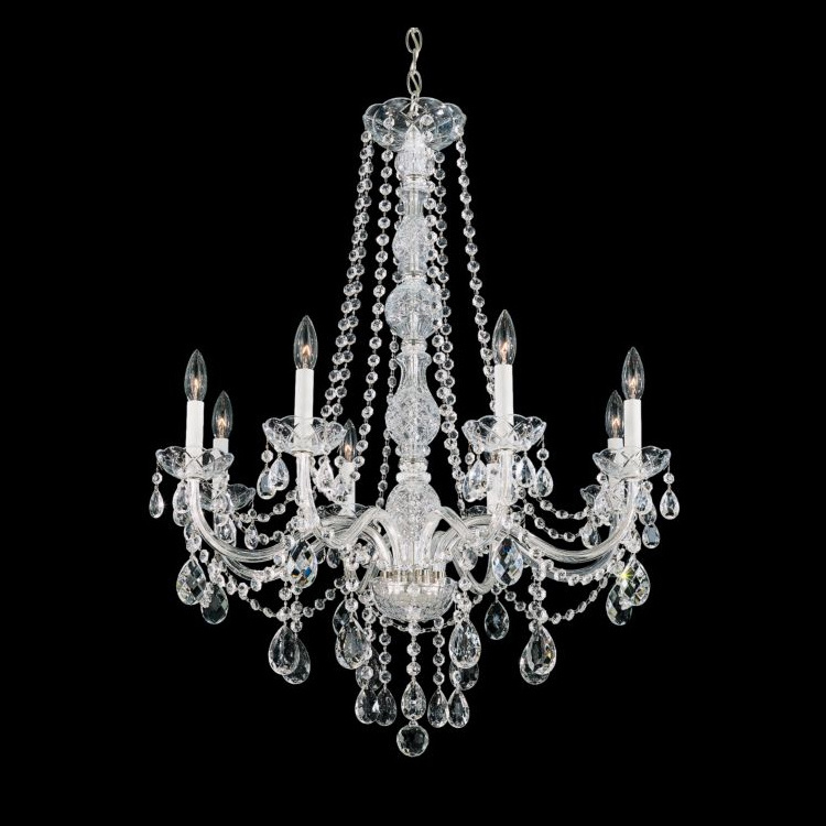 40-Light Candelabra Bulbs Silver Light Hanging Kitchen Living Room Chandeliers With Clear Crystals