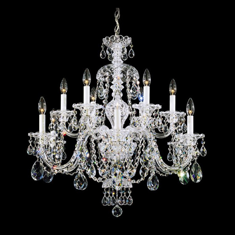 40-Light Candelabra Bulbs Silver Light Hanging Kitchen Living Room Chandeliers With Clear Crystals