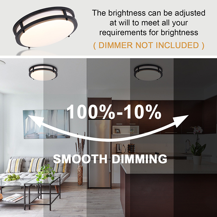 hotel new metal 12 inch 2 rings round ceiling light flush mount 3cct for bathroom kitchen