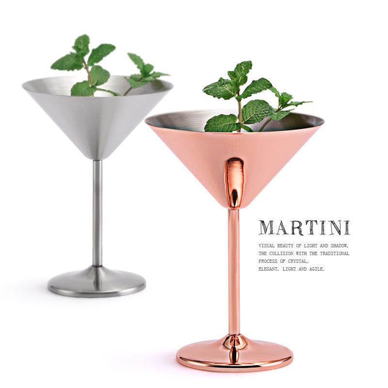 240ML Personalized Custom Logo 304 Food-Grade Stainless Steel Stemless Wine Martini Cocktail Glasses