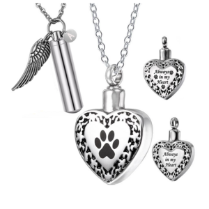 You are in My Heart Cremation Jewelry Personalized Pet Ashes Pendant Stainless Steel Urn Necklace