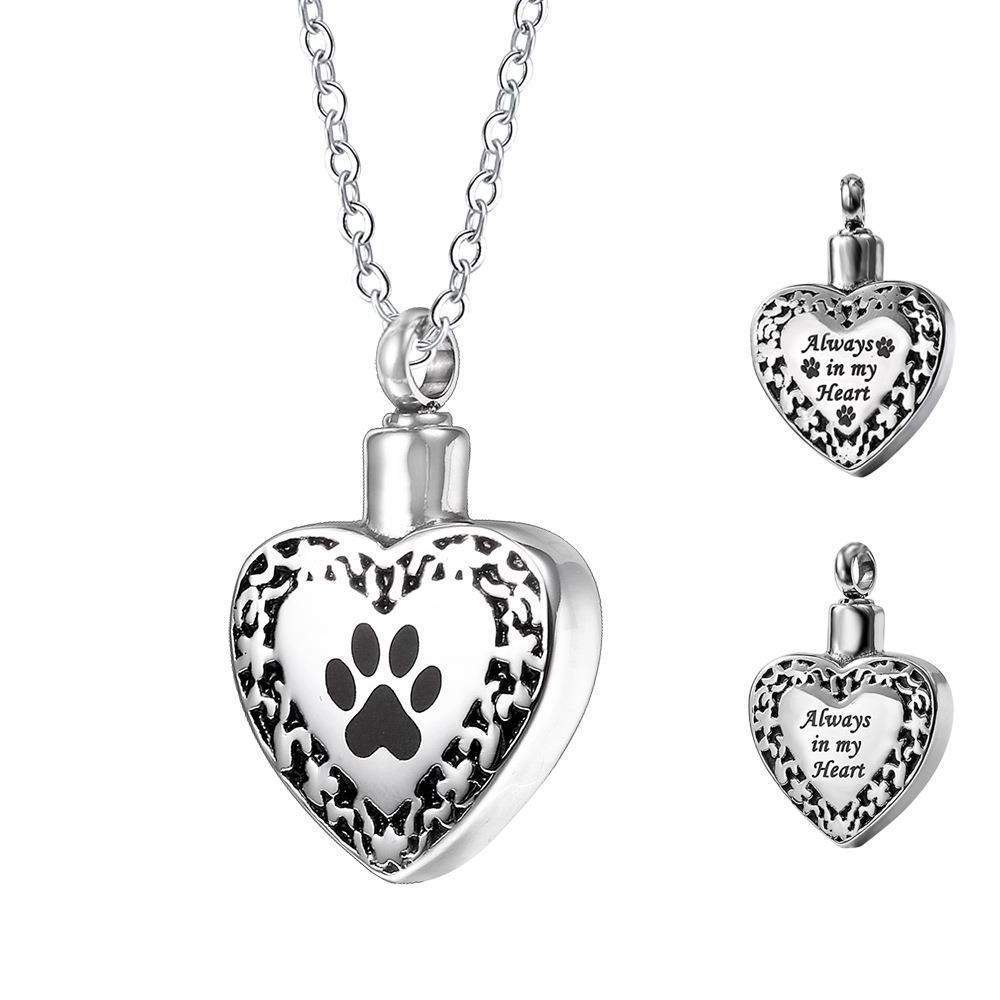 You are in My Heart Cremation Jewelry Personalized Pet Ashes Pendant Stainless Steel Urn Necklace