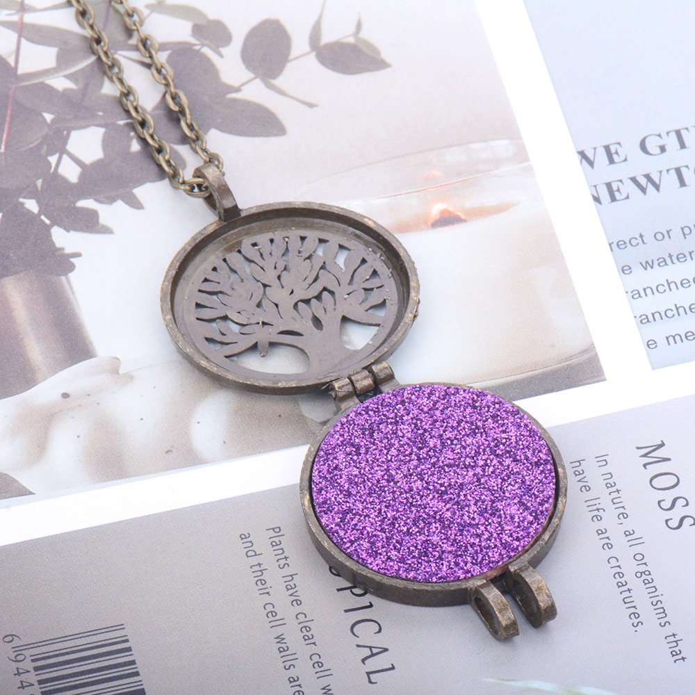 30MM Adjustable Healing Stainless Steel Diy Aroma Tree Of Life Perfume Aromatherapy Essential Oil Diffuser Necklace