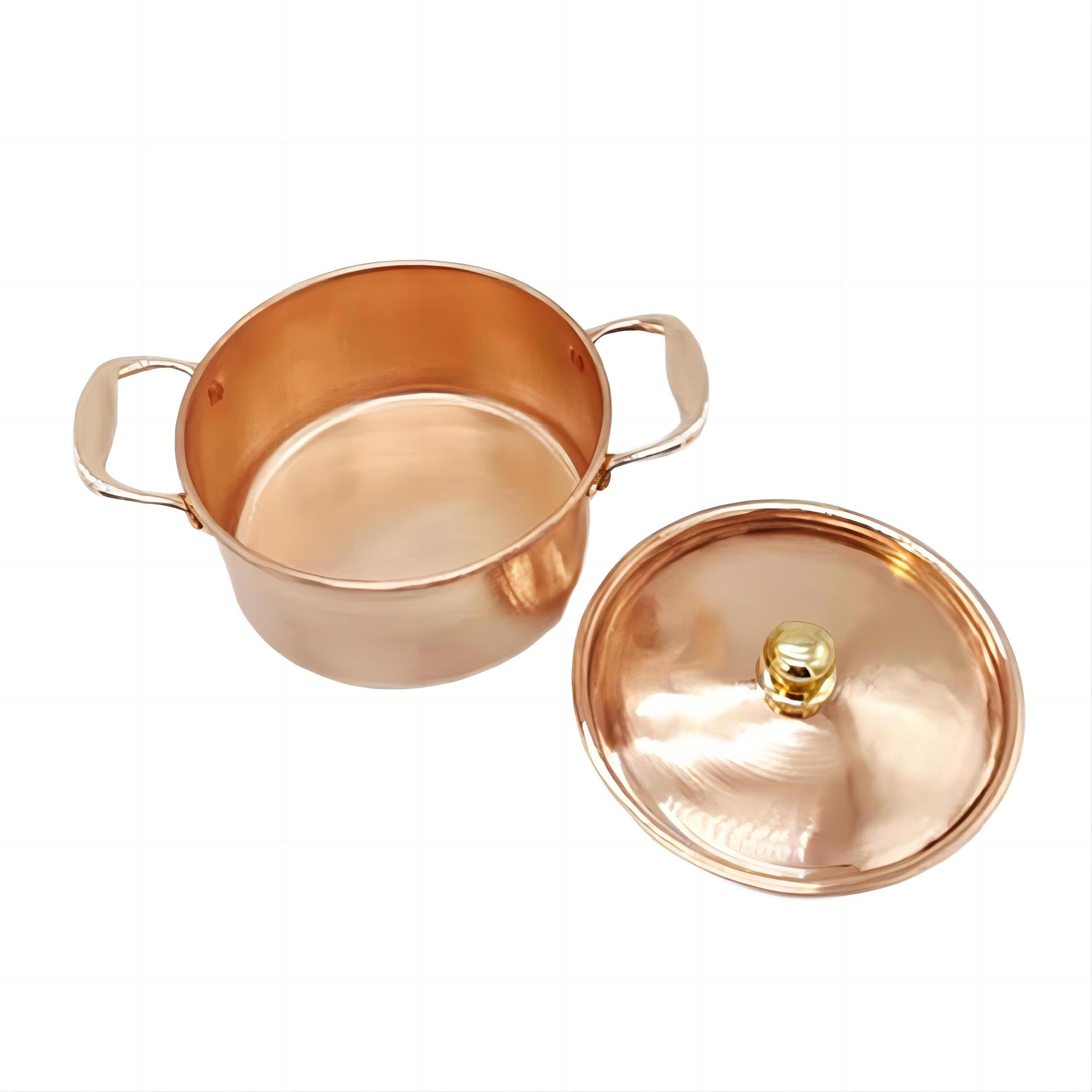 Wholesale Pot Copper Cookware Sets 1.5mm Thick Handcrafted Non Stick Stock Pure Copper Pots and Pans