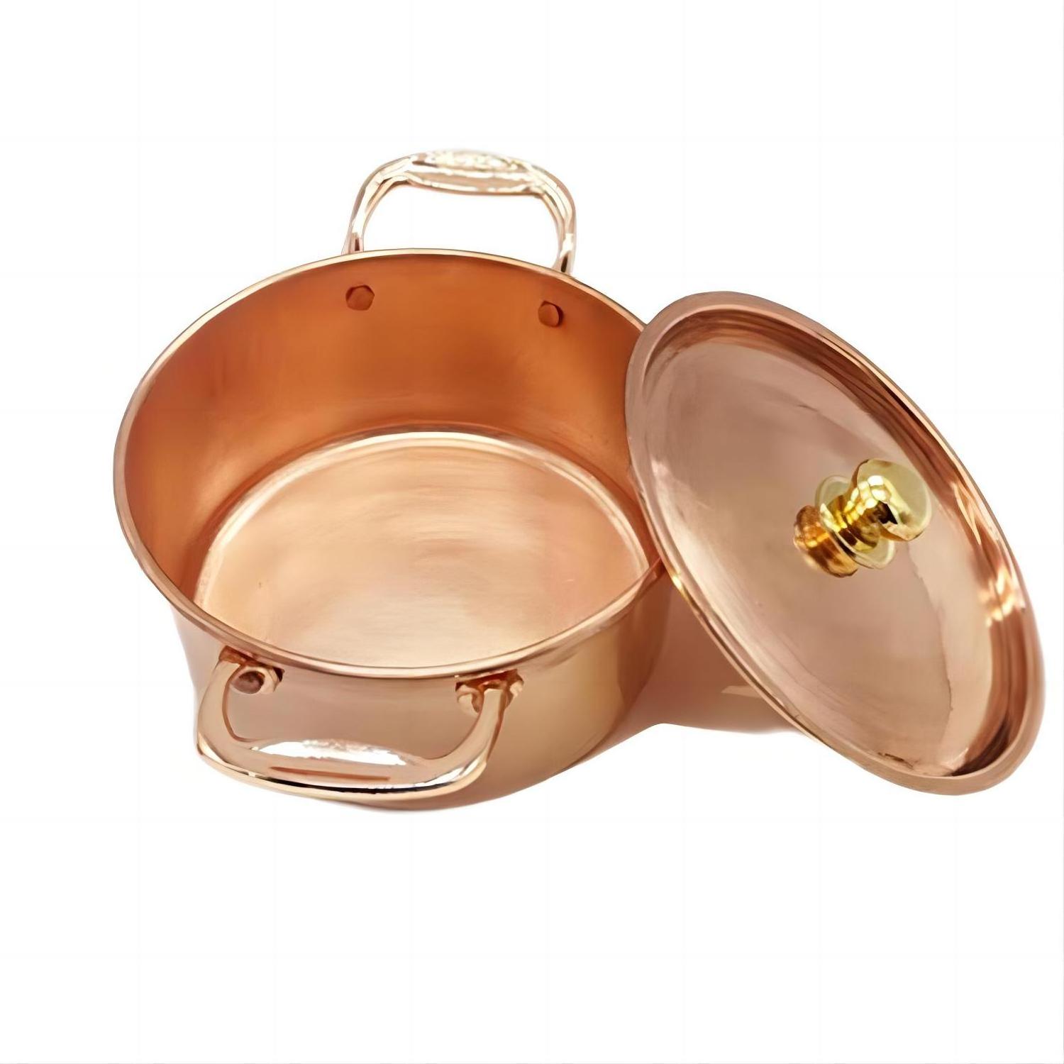 Wholesale Pot Copper Cookware Sets 1.5mm Thick Handcrafted Non Stick Stock Pure Copper Pots and Pans