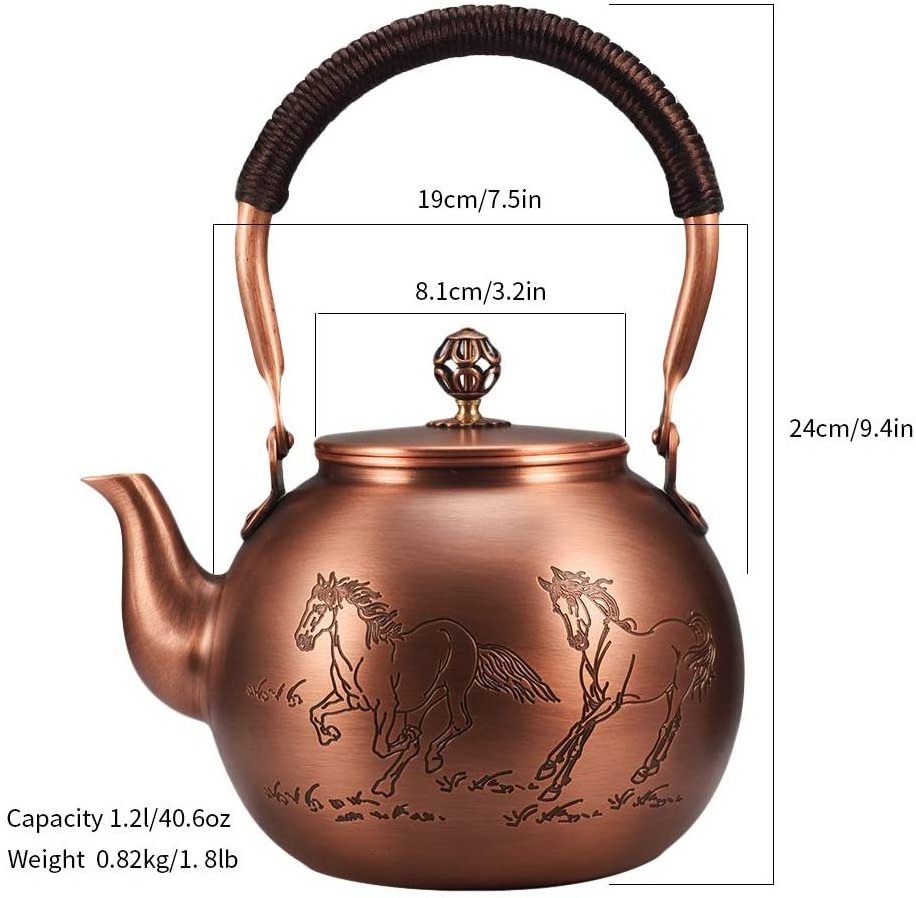 Wholesale Multiple patterns Thick pure copper tea pot Kung Fu boiling water Copper pot Japanese tea set