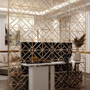 Art design moroccan carved stainless steel screens dividers metal matt colored movable sound proof partition wall for lobby