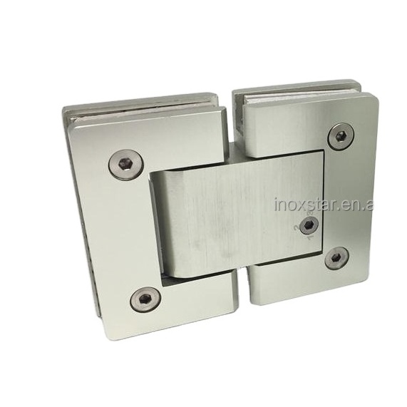 Frameless glass shower door hinge latch