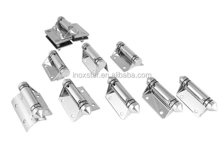 Frameless glass shower door hinge latch