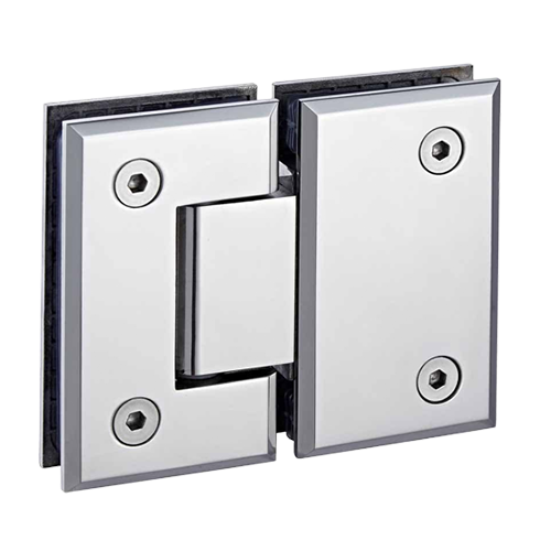 Frameless glass shower door hinge latch