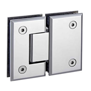 Frameless glass shower door hinge latch