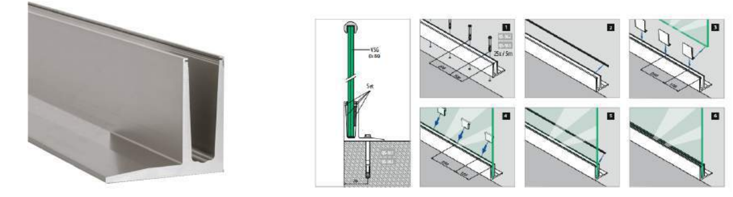 Hot sale aluminium U channel profile for balcony glass railing