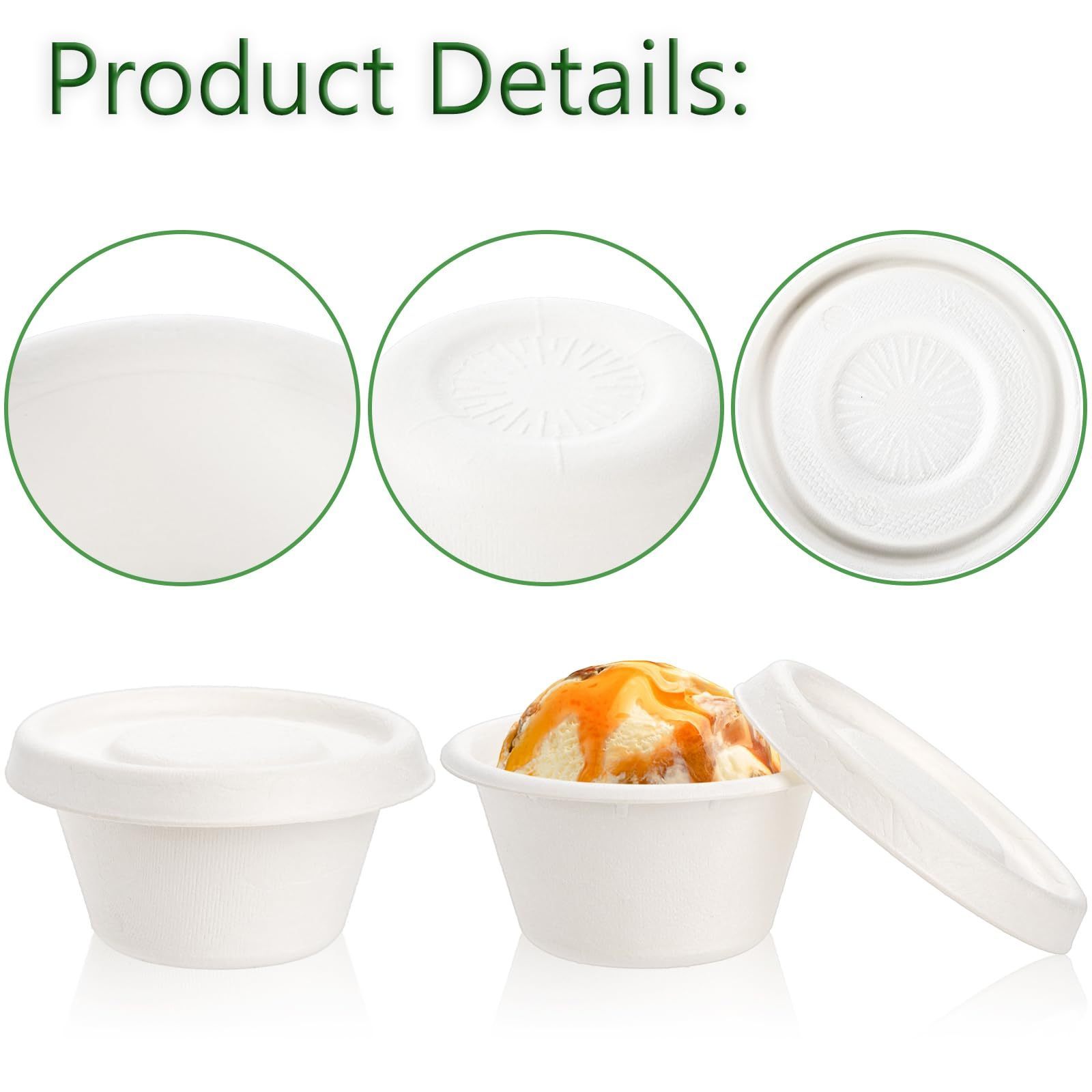 Environment Friendly 1-4oz Compostable Sugarcane Cups With Lids Bagasse Biodegradable Cup For Sauces Condiments Slime Jello Shot