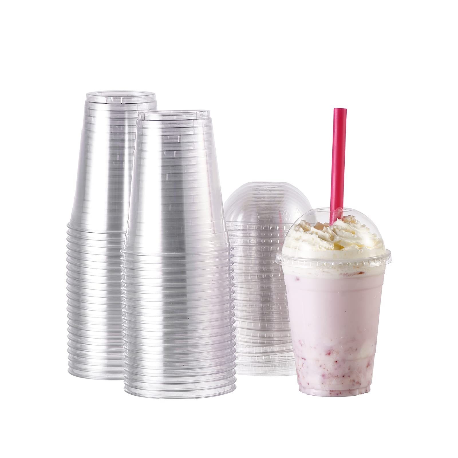 Factory Price Wholesale 12oz 16oz 24oz 32oz Boba Bubble Tea Pet Custom Disposable Clear Plastic Dessert Cup With Lids