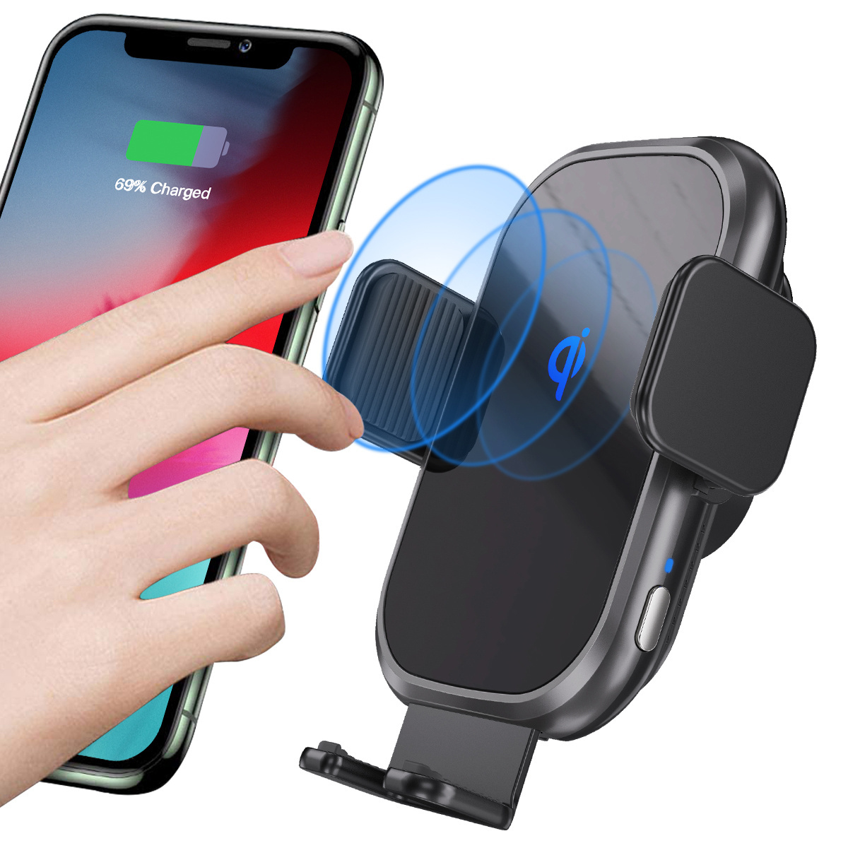 Smart Sensor 15w Car Wireless Charger For Cell Phone Automatic Clamping Suction Cup Holder Phone Mount Wireless Car Charger