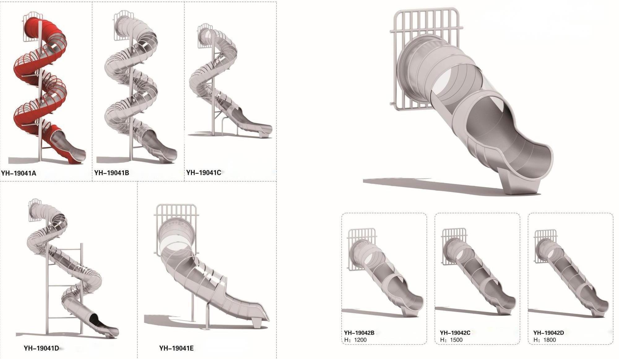 Semi-transparent outdoor children playground equipment Safety stainless steel slide tube  slide