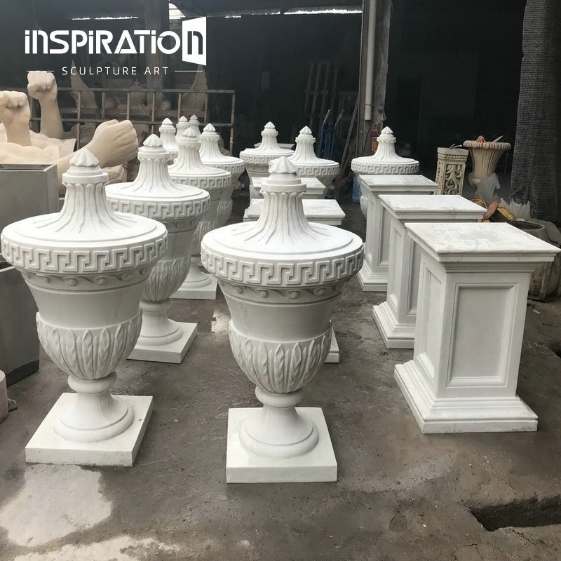 INSpiration design garden ornaments outdoor flower plant pot vase roman cast stone urn planter