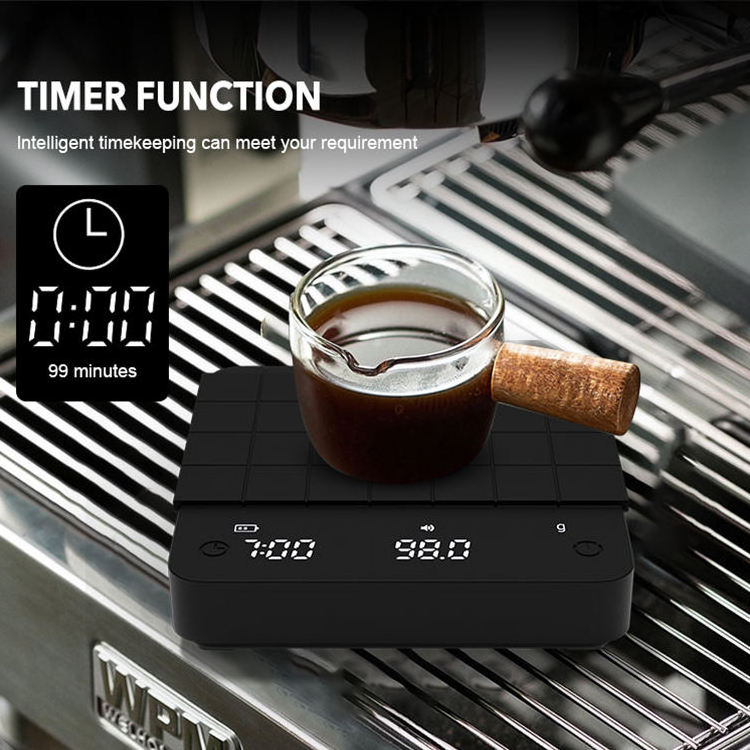 2024 New design mini 2kg 0.1g coffee scale silicone mat set type-c rechargeable espresso digital coffee scale with auto timer