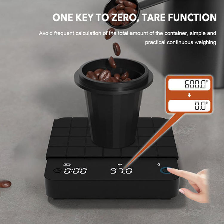 2024 New design mini 2kg 0.1g coffee scale silicone mat set type-c rechargeable espresso digital coffee scale with auto timer