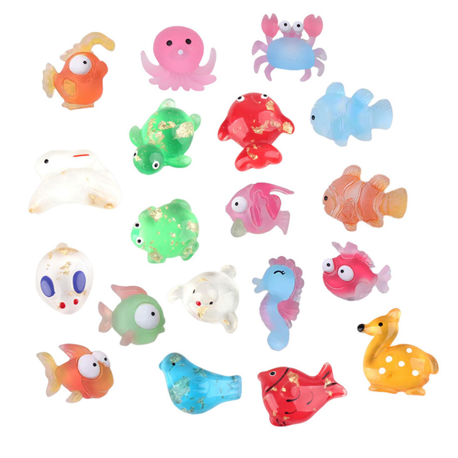 cute cartoon jelly color diy accessories artificial sea animal flat back resin slime charms