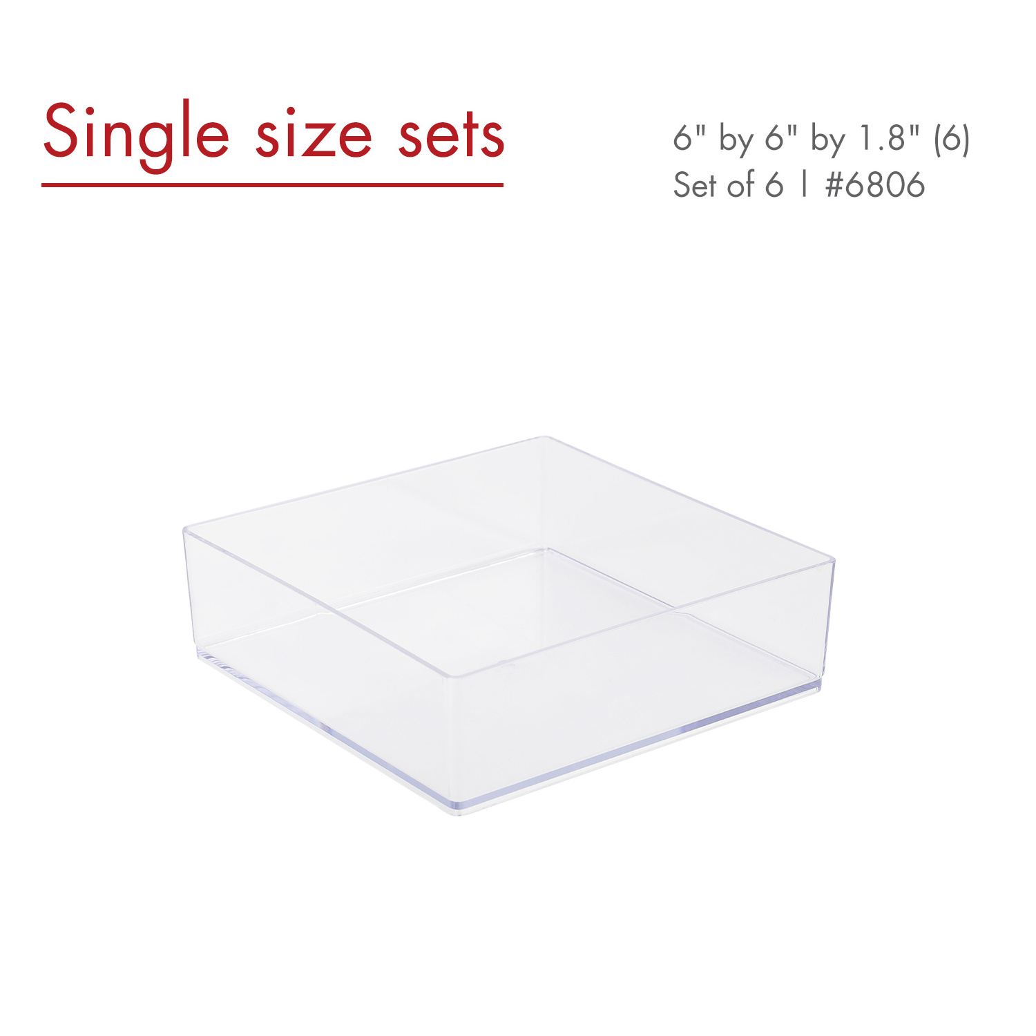 Clear Plastic stackable Vanity and Desk Drawer Organizers 6 Piece Set Tray for Makeup Kitchen Utensils Jewelries