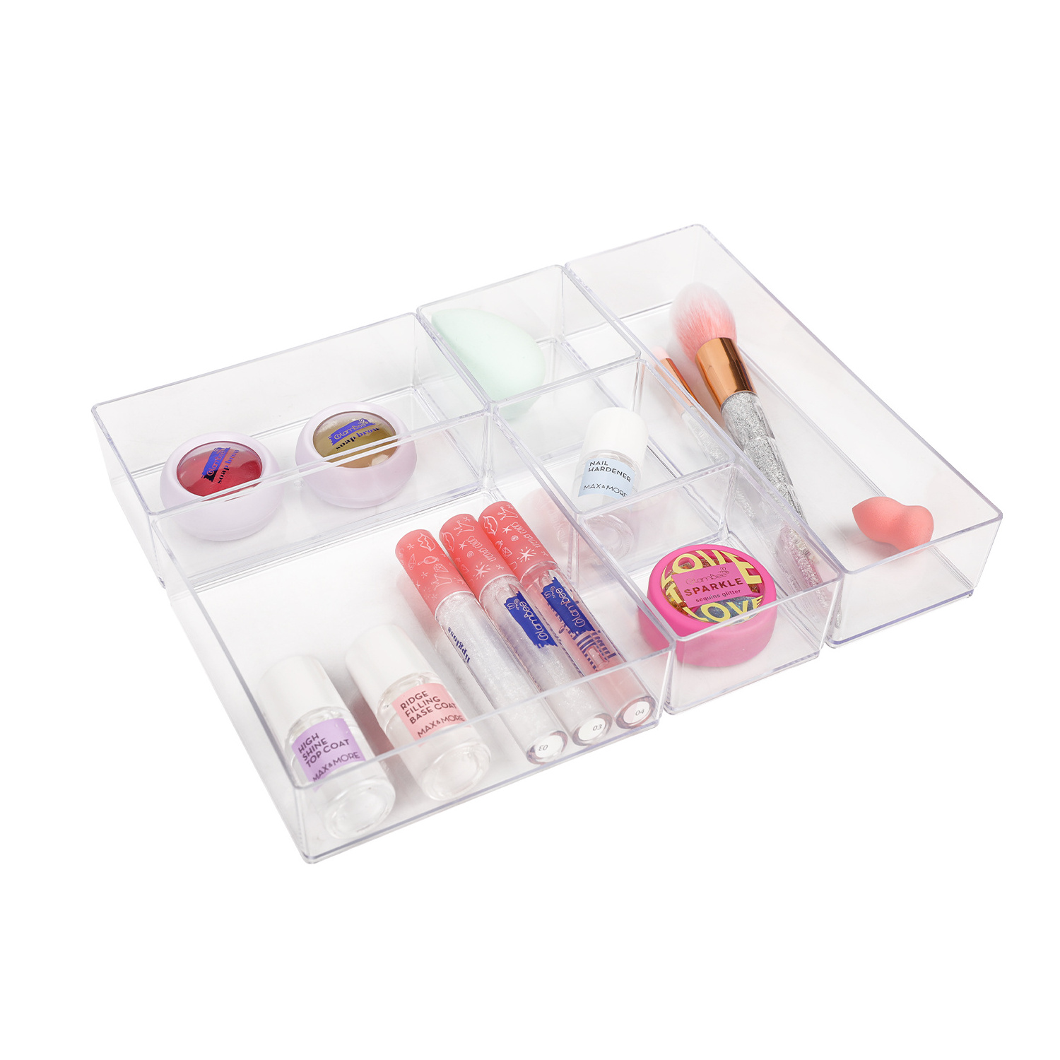 Drawer Organizer Set Dresser Desk Drawer Dividers Bathroom Cosmetic Makeup Trays  Multipurpose Clear Plastic Storage Bins