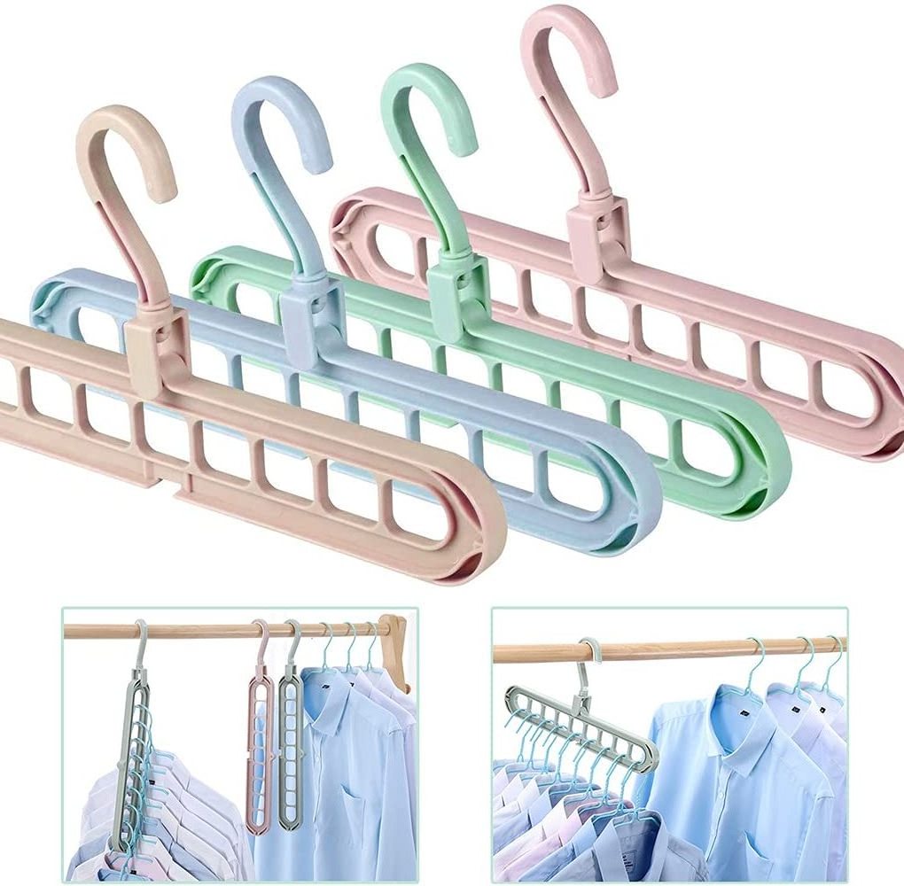 Closet Organizers and Storage College Dorm Room Magic Space Saving Clothes Pack of 6 with 9 Holes Hangers