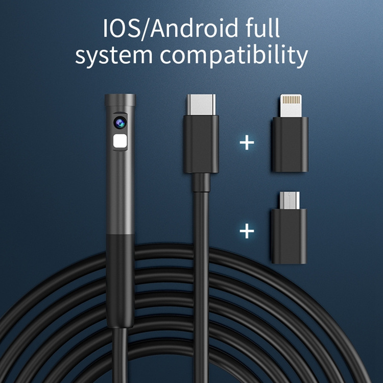 Dual Lens 3m Type-C IOS Android Phone HD Industrial Endoscope Inspection Camera for Machine Inspection and Pipe Wall Cavities