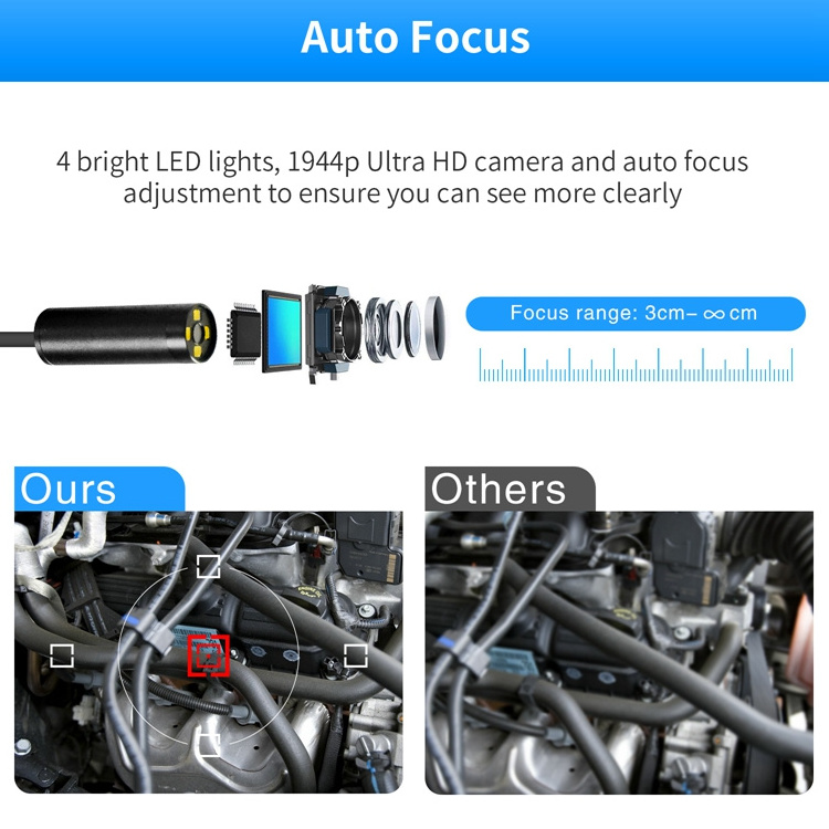 5.0 Megapixel Portable Video Endoscope Industrial Flexible Snake Camera Mini Engine Inspection Borescope