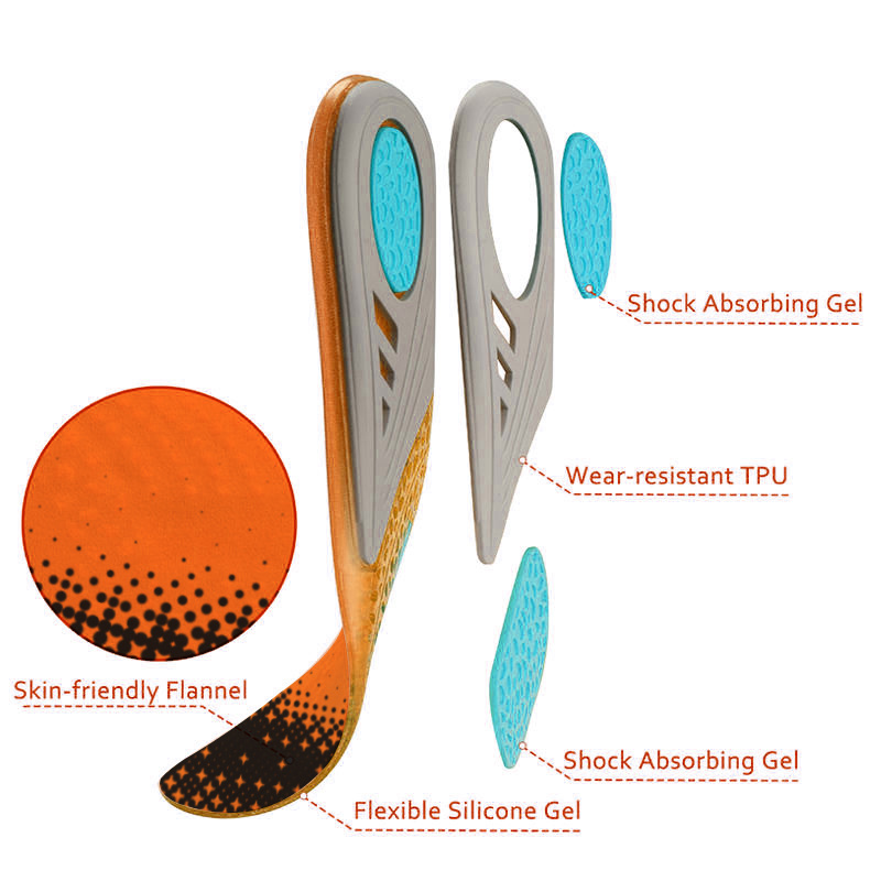 Factory New Sports Massaging Silicone Gel Insoles Relieve Flat Feet Orthotic Sneaker Insole