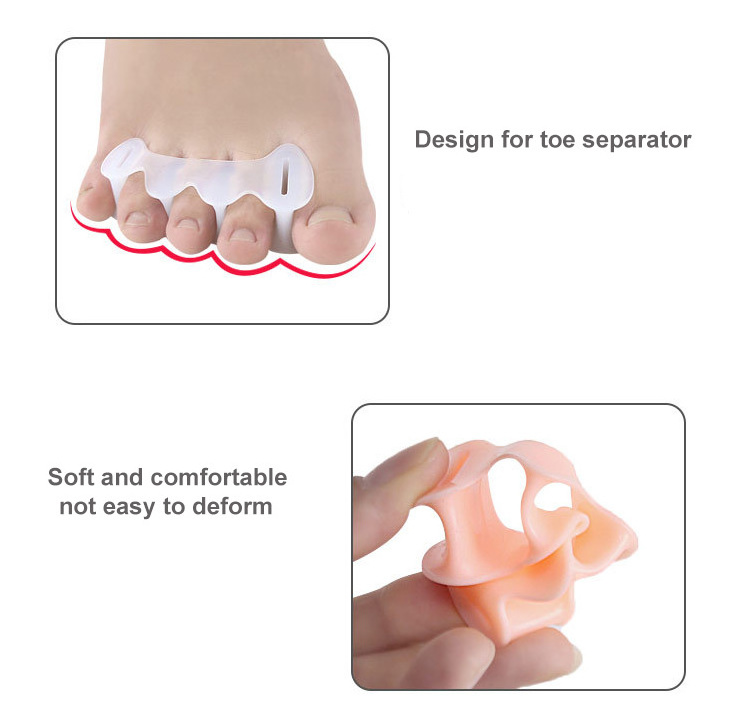 Free sample Customized Breathable Silicon Gel Toe Separators and Bunion Spacers Finger Separator