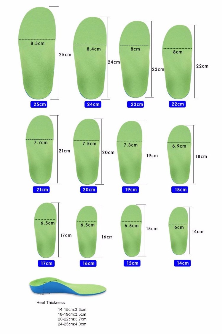 Factory-Made Breathable Latex Memory Foam Insoles Arch Supports Soft Washable Replacement Pu Material Cut to Size for Kids