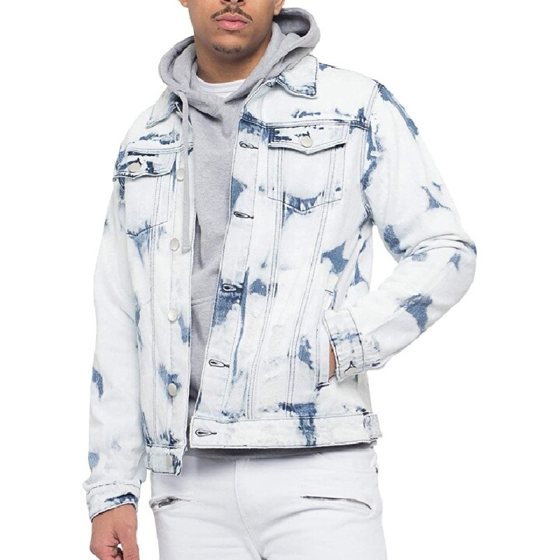 Custom vintage washed distressed jeans denim hooded jacket men by inspire apparel infinitive idea collection