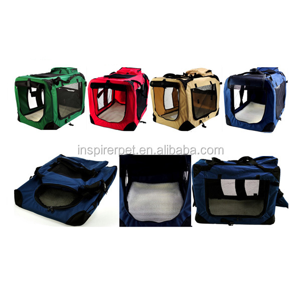 3 Door Portable Folding Dog Soft Crate Strong Steel Frame Health Travel Collapsible Pet Cat Dog Crate With Mesh Mat