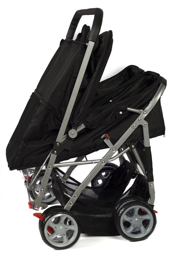 Pet Twin Double Stroller Cat Dog Foldable 4-Wheel Travel Carrier Dog Double Stroller