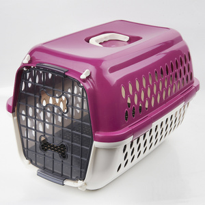 Folding dog crate plastic, folding pet carrier plastic