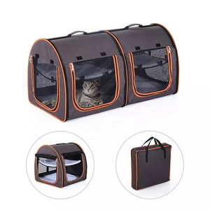 39" Portable Soft-Sided Pet Cat Carrier with Divider Two Dual Compartments Soft Cushions Storage Bag Dog Travel Kennel Shelter