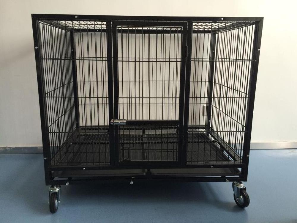 Heavy Duty Metal Tube Dog Cage Crate Wheels