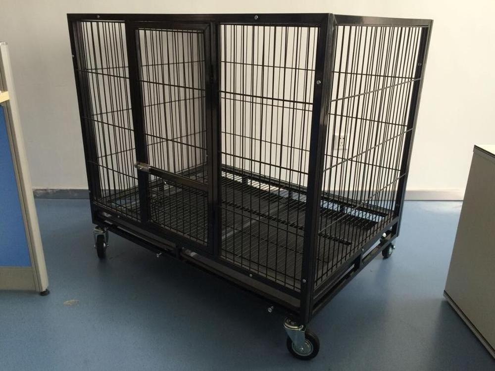 Heavy Duty Metal Tube Dog Cage Crate Wheels